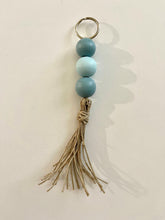 Load image into Gallery viewer, Pastel painted wooden beaded hemp tassel keyring
