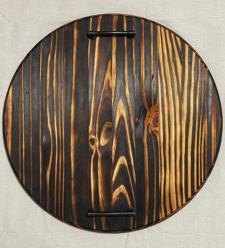 Round Pine Charcuterie Board With Handles