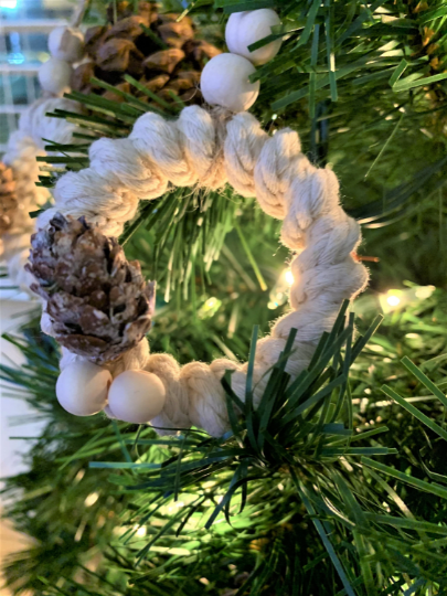 Pine cone macramé ornament