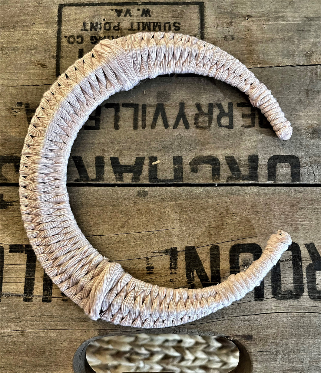 Pink Macramé Crescent Moon Wreath