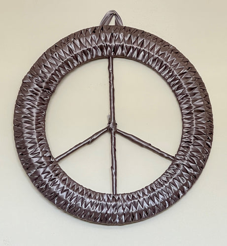 Purple Ribbon Peace Sign Wreath