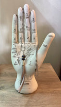 Load image into Gallery viewer, Purple and blue stoneware ceramic bead and tassel necklace
