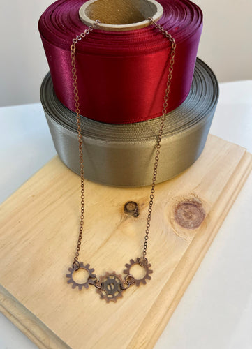 Short Copper Gear Necklace