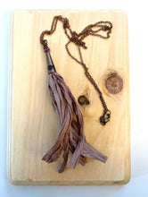 Load image into Gallery viewer, Silk Tassel Necklace with Copper Chain
