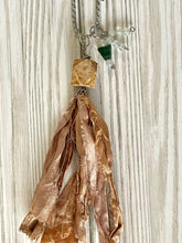 Load image into Gallery viewer, Silk tassel necklace with jade and aventurine bead
