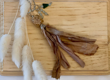 Load image into Gallery viewer, Silk tassel necklace with jade and aventurine bead
