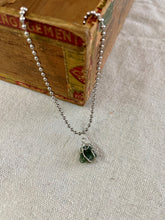Load image into Gallery viewer, Sliver Ball Chain with Wire Wrapped Jade Necklace
