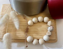 Load image into Gallery viewer, Stackable natural wood bead bracelet on leather cord
