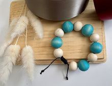 Load image into Gallery viewer, Stackable natural wood bead bracelet on black cord
