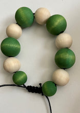 Load image into Gallery viewer, Stackable natural wood bead bracelet on black cord
