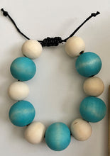 Load image into Gallery viewer, Stackable natural wood bead bracelet on black cord
