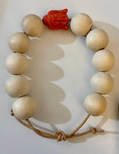 Load image into Gallery viewer, Stackable natural wood bead bracelet on leather cord
