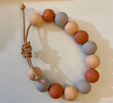 Load image into Gallery viewer, Stackable natural wood bead bracelet on leather cord
