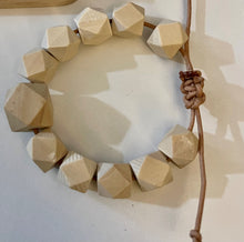 Load image into Gallery viewer, Stackable natural wood bead bracelet on leather cord

