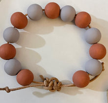 Load image into Gallery viewer, Stackable natural wood bead bracelet on leather cord
