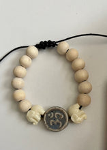 Load image into Gallery viewer, Stackable natural wood bead bracelet on black cord
