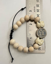 Load image into Gallery viewer, Stackable natural wood bead bracelet on black cord
