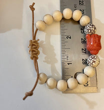 Load image into Gallery viewer, Stackable natural wood bead bracelet on leather cord
