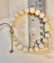 Load image into Gallery viewer, Stackable natural wood bead bracelet on leather cord
