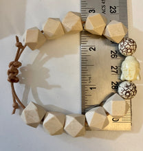 Load image into Gallery viewer, Stackable natural wood bead bracelet on leather cord
