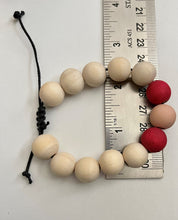 Load image into Gallery viewer, Stackable natural wood bead bracelet on black cord
