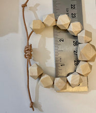 Load image into Gallery viewer, Stackable natural wood bead bracelet on leather cord
