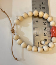 Load image into Gallery viewer, Stackable natural wood bead bracelet on leather cord
