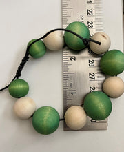 Load image into Gallery viewer, Stackable natural wood bead bracelet on black cord
