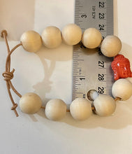 Load image into Gallery viewer, Stackable natural wood bead bracelet on leather cord
