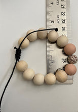 Load image into Gallery viewer, Stackable natural wood bead bracelet on black cord
