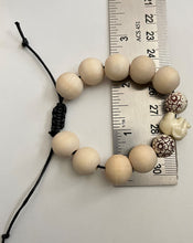 Load image into Gallery viewer, Stackable natural wood bead bracelet on black cord
