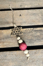 Load image into Gallery viewer, Star and Wooden Bead Ornament
