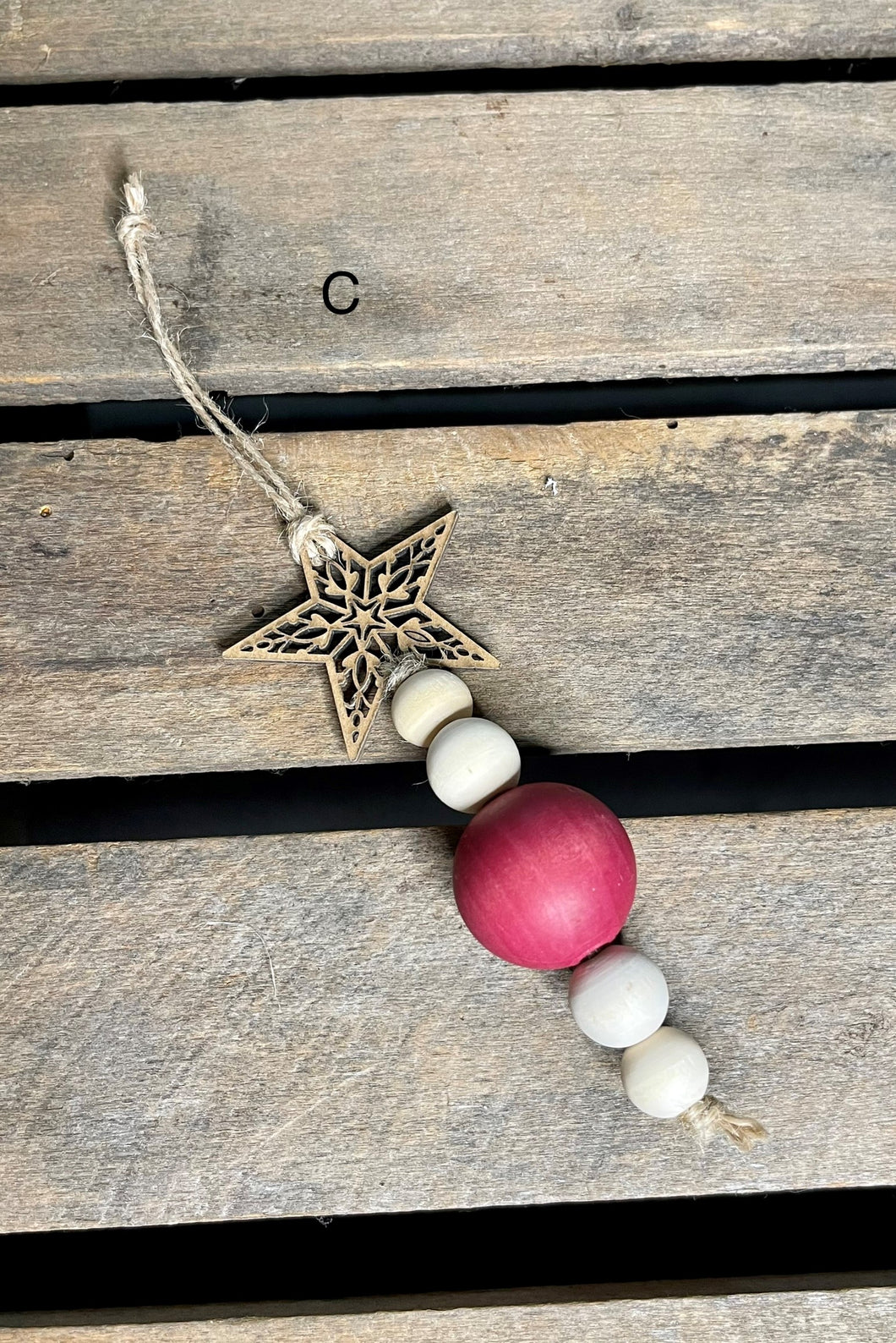 Star and Wooden Bead Ornament