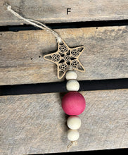 Load image into Gallery viewer, Star and Wooden Bead Ornament
