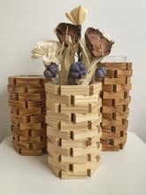 Load image into Gallery viewer, Coffee Stained Wood Block Flower Vase
