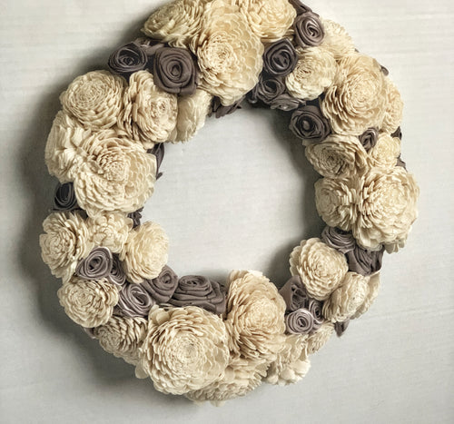 Textured Sola Flower Silk Rose Wreath