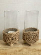 Load image into Gallery viewer, Brown Rope and Glass Candle Holder
