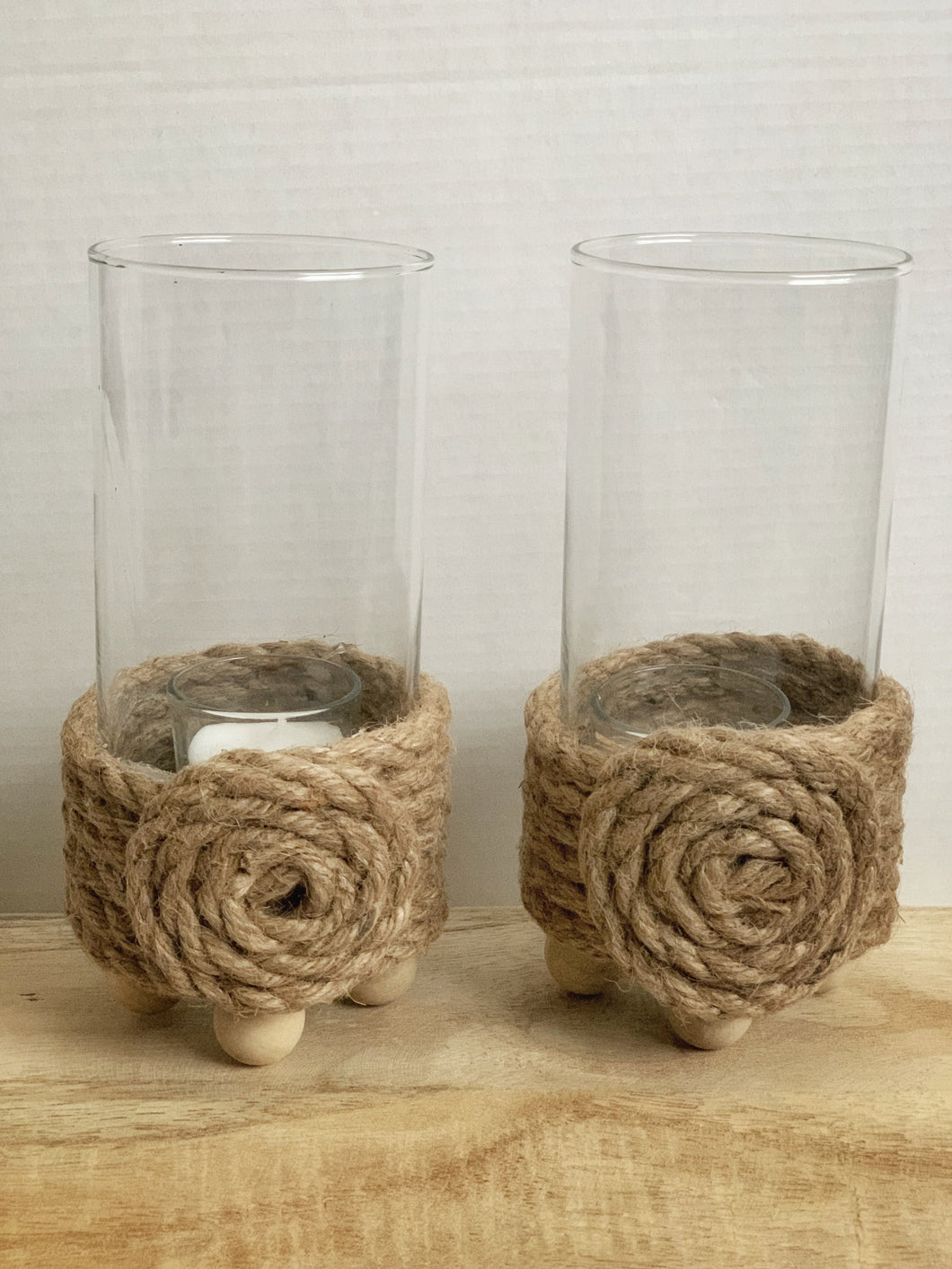 Brown Rope and Glass Candle Holder