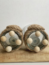 Load image into Gallery viewer, Brown Rope and Glass Candle Holder

