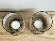 Load image into Gallery viewer, Brown Rope and Glass Candle Holder
