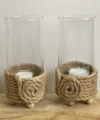Brown Rope and Glass Candle Holder