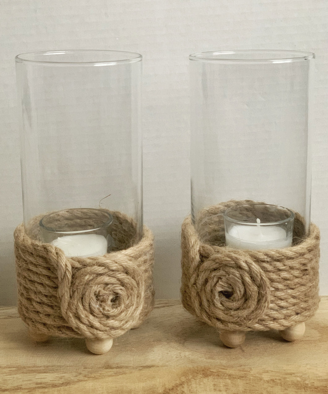 Brown Rope and Glass Candle Holder