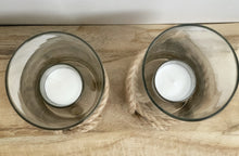 Load image into Gallery viewer, Brown Rope and Glass Candle Holder
