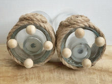 Load image into Gallery viewer, Brown Rope and Glass Candle Holder
