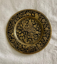Load image into Gallery viewer, Vintage Brass Plate with Black Flower Detailing
