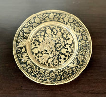 Load image into Gallery viewer, Vintage Brass Plate with Black Flower Detailing
