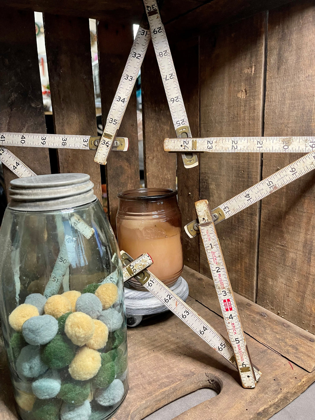 Vintage Folding Ruler Star Wreath
