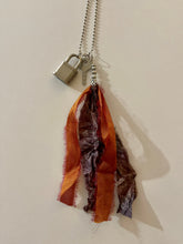 Load image into Gallery viewer, Vintage key and lock with silk tassel necklace

