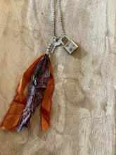 Load image into Gallery viewer, Vintage key and lock with silk tassel necklace
