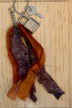 Load image into Gallery viewer, Vintage key and lock with silk tassel necklace
